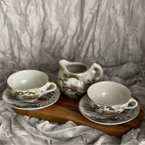 Vintage Nippon Japan Hand Painted Teacup & Saucer and Creamer